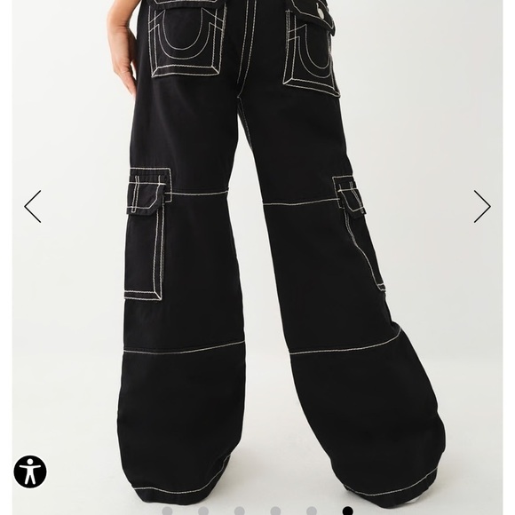 NWT True Religion Big T Baggy Cargo Plants Black 27​​ - Picture 4 of 11